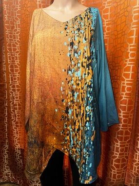 Women’s Abstract Print Flowy Tunic Top Multicolor